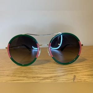 Gucci Womens UV Protection Fashion Round Sunglasses Gold 56mm